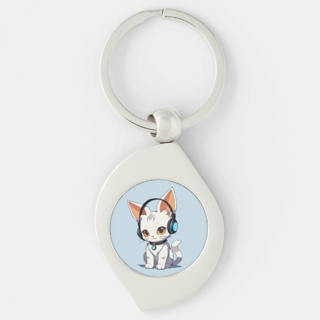 Charming Kawaii Cat Design Schlüsselanhänger (Vorderseite)