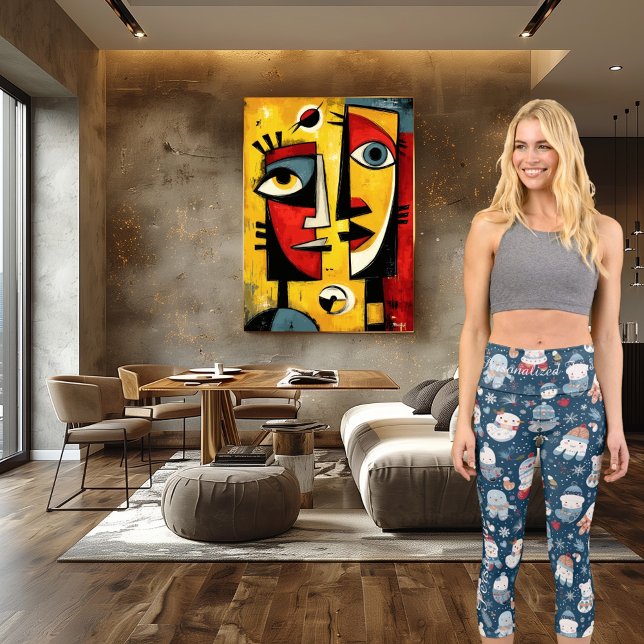 Charming Kawaii Weihnachtsschneemänner in Navy Blu Capri Leggings (Von Creator hochgeladen)