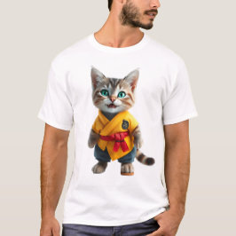 Charming Kitten in Yellow Kimono T-Shirt