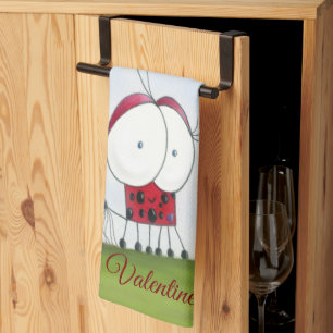 Charming Ladybug mit farbenfrohen Herzballons Geschirrtuch
