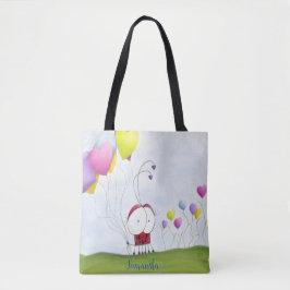 Charming Ladybug mit farbenfrohen Herzballons Tasche