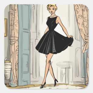Charming LBD Fashion Decal Quadratischer Aufkleber