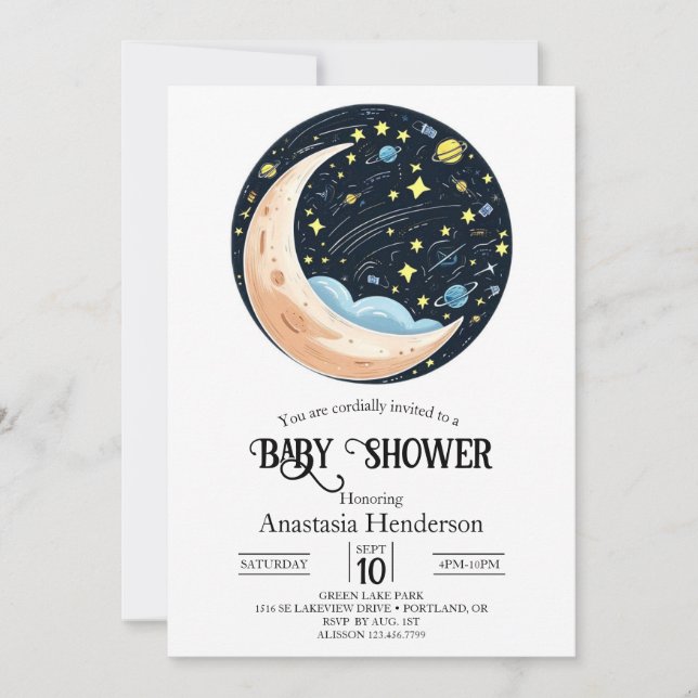 Charming Lovely Stars Baby Dusche Einladung (Vorderseite)