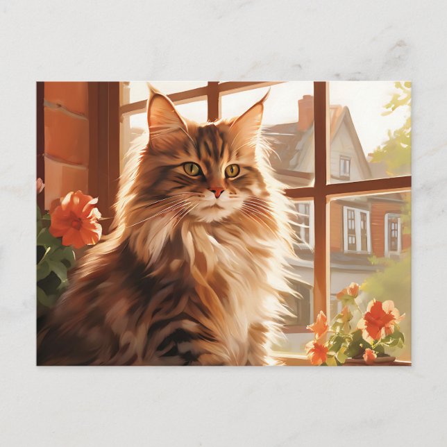 Charming Maine Coon Cat Postkarte (Vorderseite)
