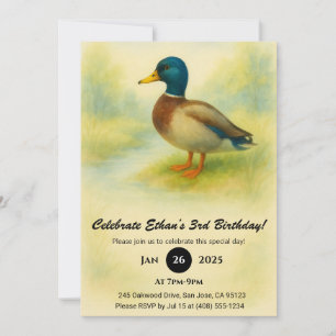 Charming Mallard Aquarellbild Geburtstag Einladung