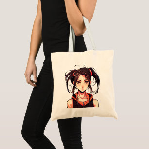 Charming Manga Girl: Anime Vector Illustration Tragetasche