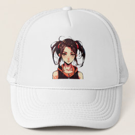 Charming Manga Girl: Anime Vector Illustration Truckerkappe