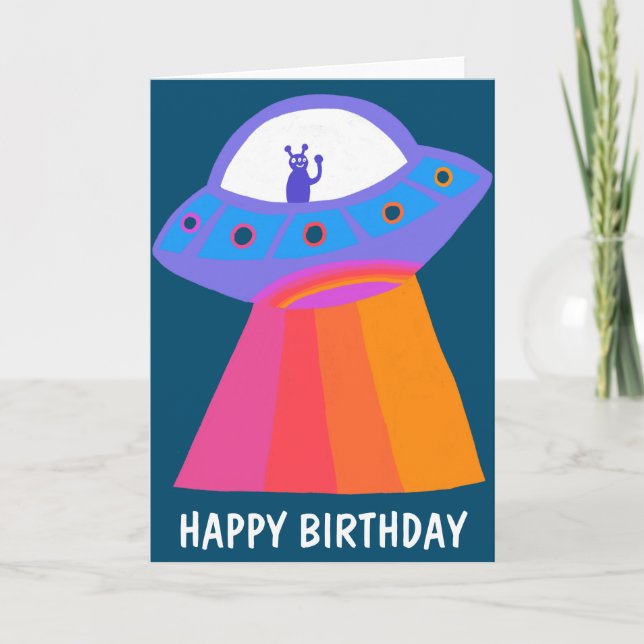 Charming Martian HAPPY BIRTHDAY UFO Karte (Vorderseite)