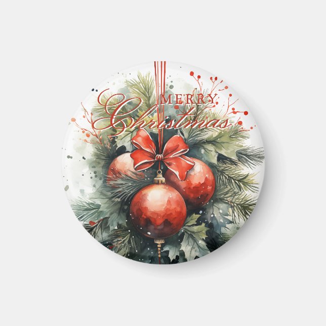 Charming Modern Watercolor Weihnachten Mistletoe Magnet (Vorne)