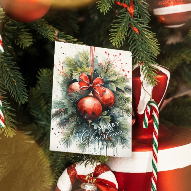 Charming Modern Watercolor Weihnachten Mistletoe Postkarte (Von Creator hochgeladen)