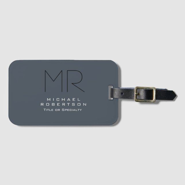 Charming Modernes Monogramm Grau sauber Gepäckanhänger (Vorderseite (Horizontal))