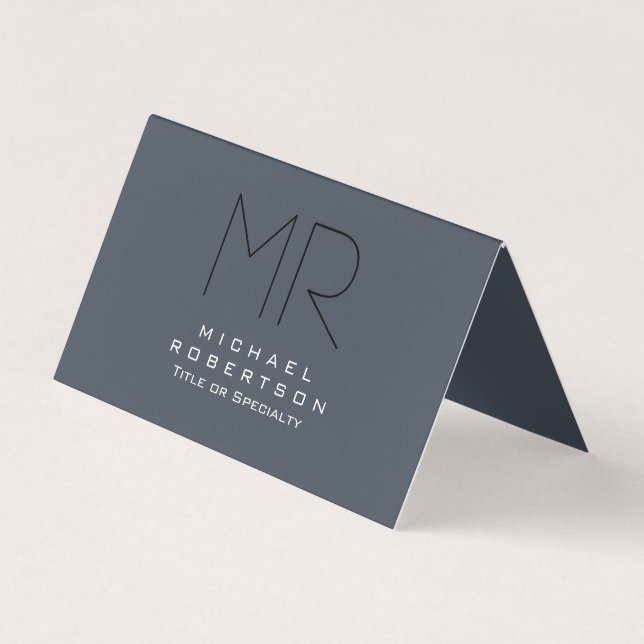 Charming Modernes Monogramm Grau sauber Visitenkarten (Vorderseite)
