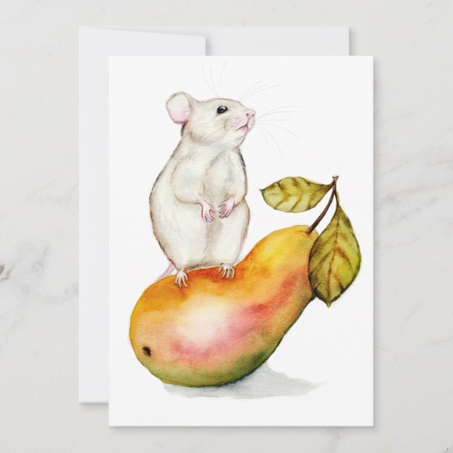 Charming Mouse on a Pear Einladung (Vorderseite)