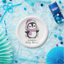 Charming Mystical Pinguin Baby Dusche Pappteller