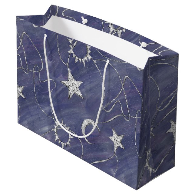 Charming Mystique Silver Moon | Stars Sun Amulet Große Geschenktüte (Rückseite Schrägansicht)