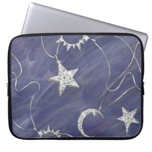 Charming Mystique Silver Moon   Stars Sun Amulet Laptopschutzhülle
