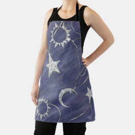Charming Mystique Silver Moon | Stars Sun Amulet Schürze
