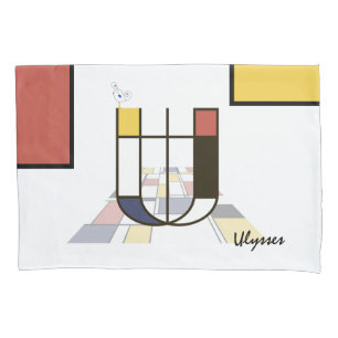 Charming Neoplasticism Art Monogram. Buchstabe U Kissenbezug