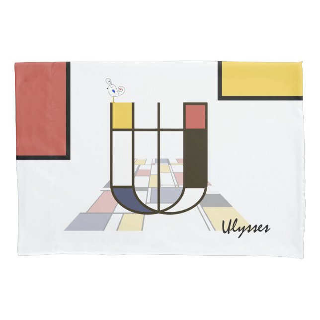 Charming Neoplasticism Art Monogram. Buchstabe U Kissenbezug (Vorderseite)