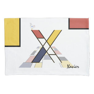 Charming Neoplasticism Art Monogram. Buchstabe X Kissenbezug