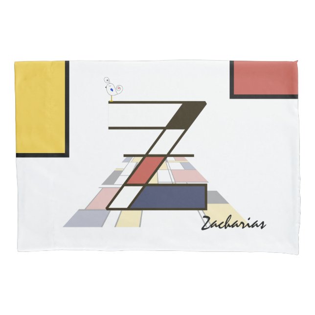 Charming Neoplasticism Art Monogram. Buchstabe Z Kissenbezug (Vorderseite)