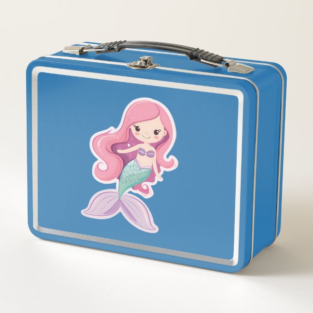 Charming Niedlich Pastel Mermaid Metall Brotdose (Vorderseite)