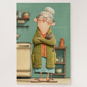 Charming Oma und ihre Katze