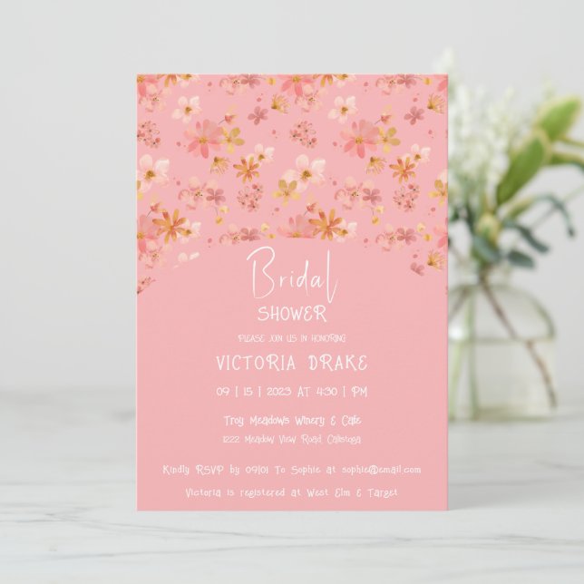 Charming Painal Floral Douche Invitation (Debout devant)