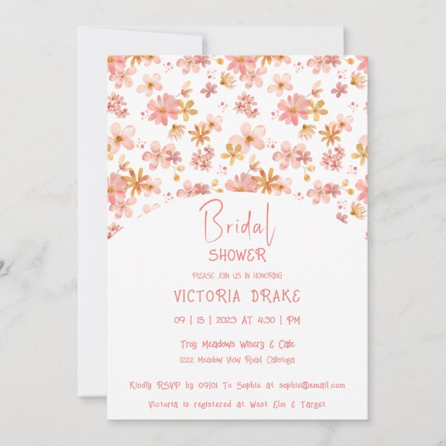 Charming Painal Floral Douche Invitation (Devant)