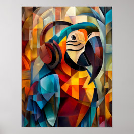 Charming Parrot - Kubistischer DJ des Dschungels Poster