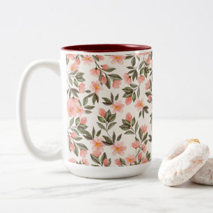 Charming Pastel Peach Floral Zweifarbige Tasse