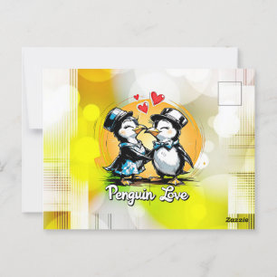 Charming Penguin Couple Postkarte