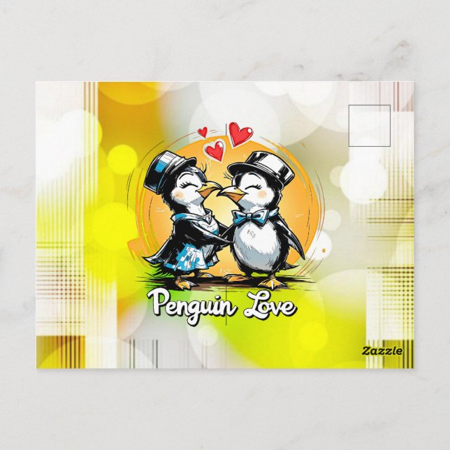 Charming Penguin Couple Postkarte (Rückseite)