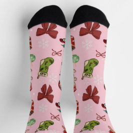 Charming Pink Christmas Socks Socken