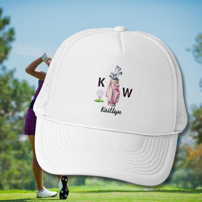Charming Pink Golf Bag Personalized Monogrammed  Truckerkappe (Von Creator hochgeladen)