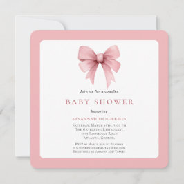 Charming Pink Ribbon Bow Girl Couples Kinderdusche Einladung