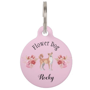 Charming Pink Wedding Blume Hund Shibu Inu Haustiermarke