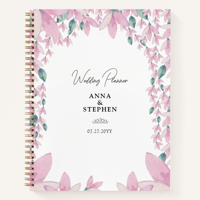 Charming Pink Wisteria Wedding Planner Notizbuch (Vorderseite)