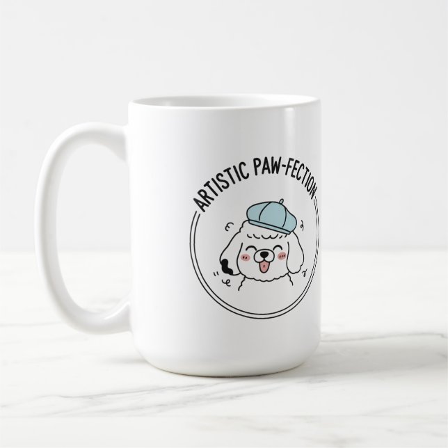 Charming Poodle Sketch mit Blue Beret Kaffeetasse (Links)