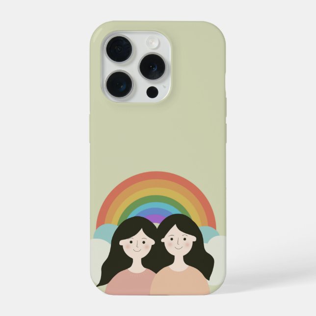 Charming Rainbow Twins iPhone Case 15 Pro Hülle (Rückseite)