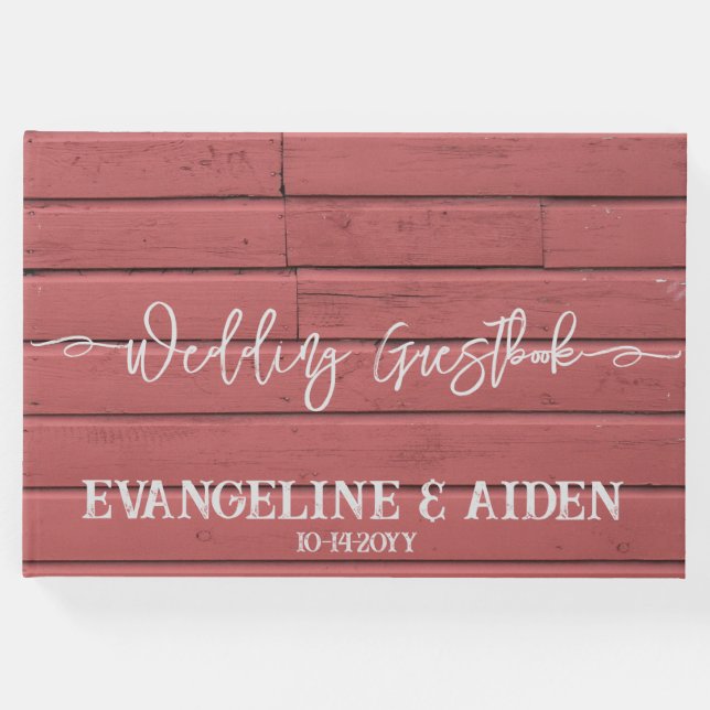 Charming Red Barn Wood Wedding Gästebuch (Vorderseite)