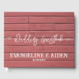 Charming Red Barn Wood Wedding Gästebuch