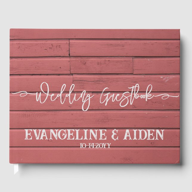 Charming Red Barn Wood Wedding Gästebuch (Vorderseite)