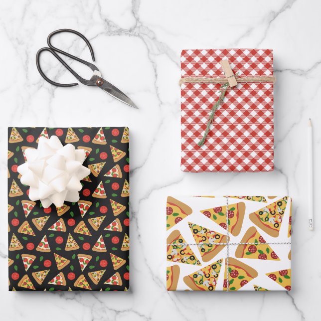 Charming Red Gingham Pizza Patterns Geschenkpapier Set (Vorderseite)