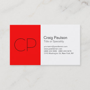 Charming Red Schwarz-weiß Monogram Business Card Visitenkarte
