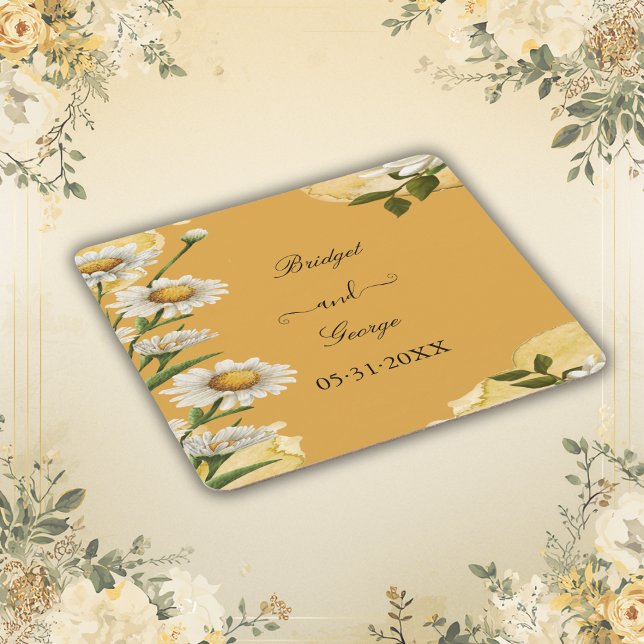 Charming Retro Margaret Floral Wedding Rechteckiger Pappuntersetzer (Von Creator hochgeladen)