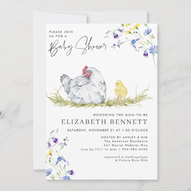 Charming Rustic Farmhouse | Chicken Baby  Einladung (Vorderseite)