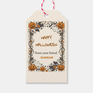Charming Rustic Halloween with Pumpkins and Ghost Geschenkanhänger