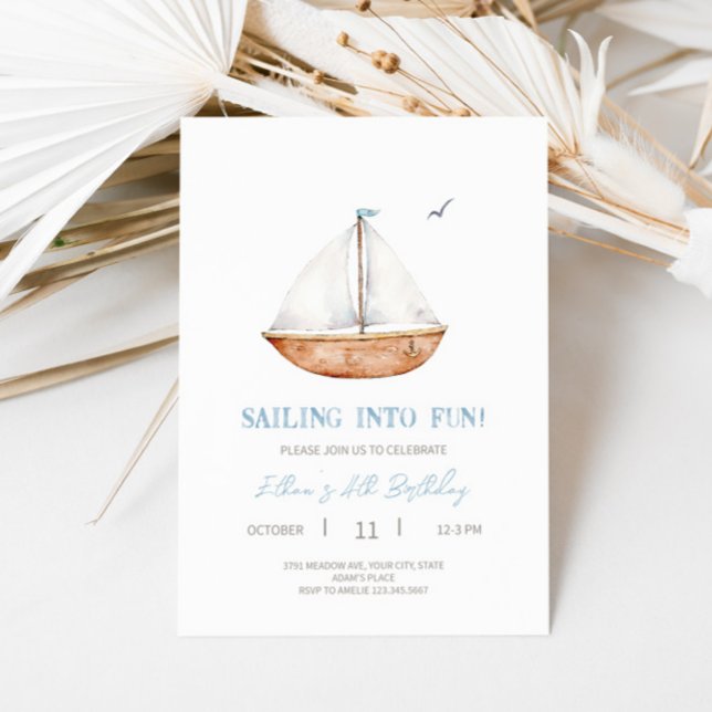 Charming Rustic Sailboat Geburtstagsparty Einladun Einladung (Von Creator hochgeladen)
