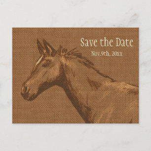 Charming Rustikales Pferd Save the Date Postkarte